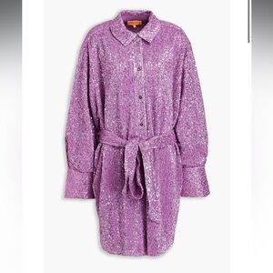 Stine Goya Isolde Sequin Mini Shirt Dress